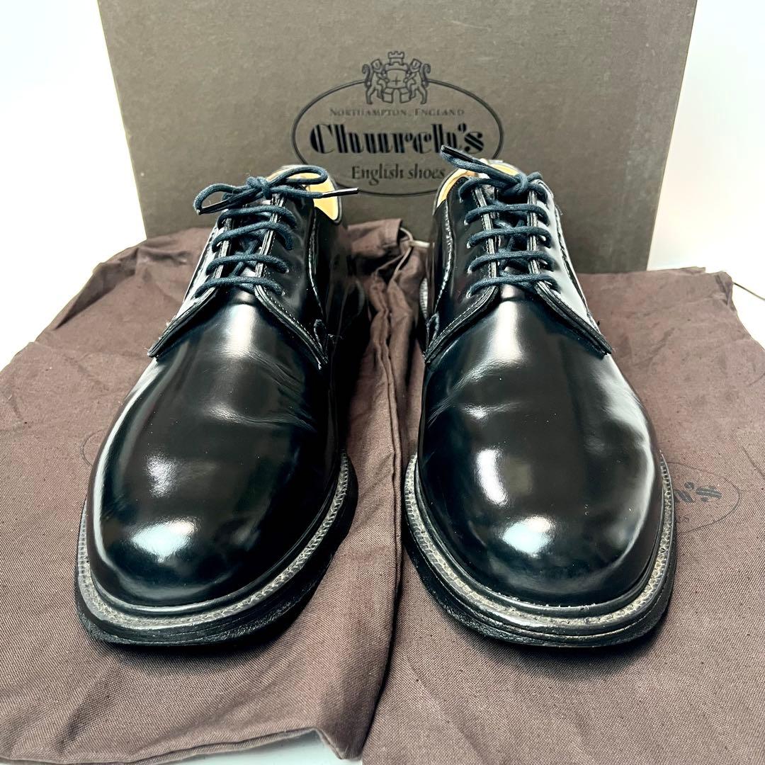 箱・保存袋付き/27cm相当/極美品✨チャーチ シャノン プレーントゥ ブラック