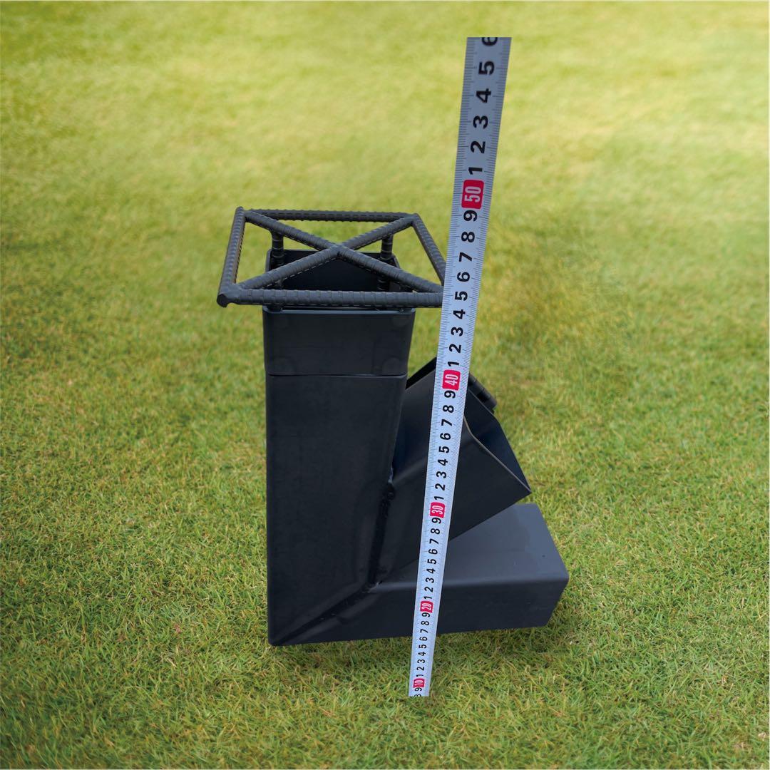 ロケットストーブ　五徳取り外し可能　灰かき棒付き