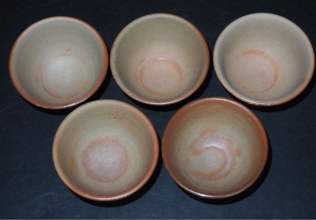 送料無料 陶峰造 備前焼煎茶碗5客 未使用 茶道具 検/楽山紫砂