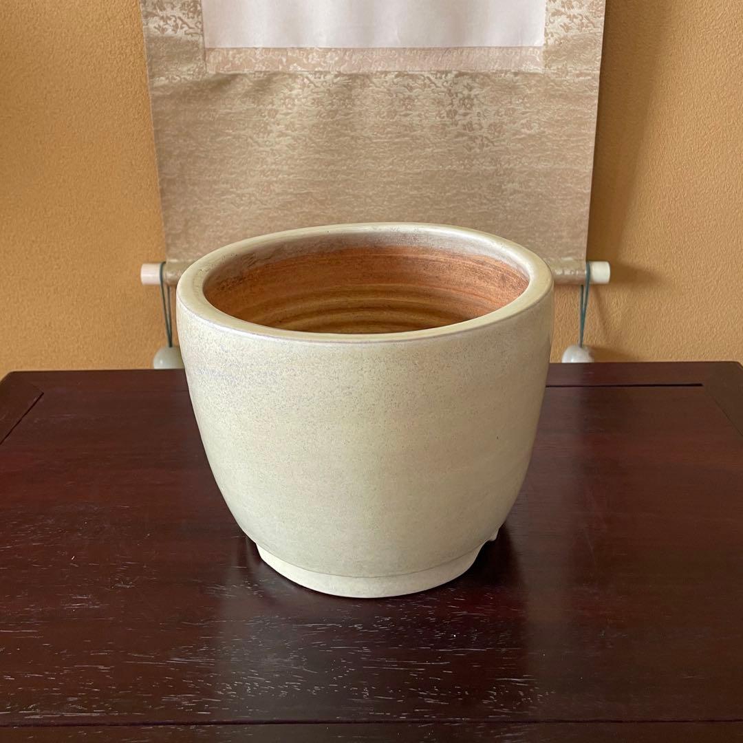 落款有り】秀峰 丸深山草鉢③ 盆栽鉢 クリーム釉薬鉢 山野草 - メルカリ