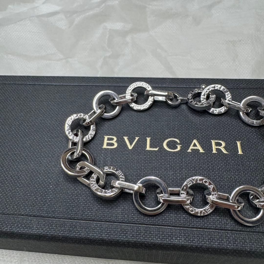 美品☆ BVLGARI ブルガリ　サークルチェーンブレスレット　シルバー メンズ