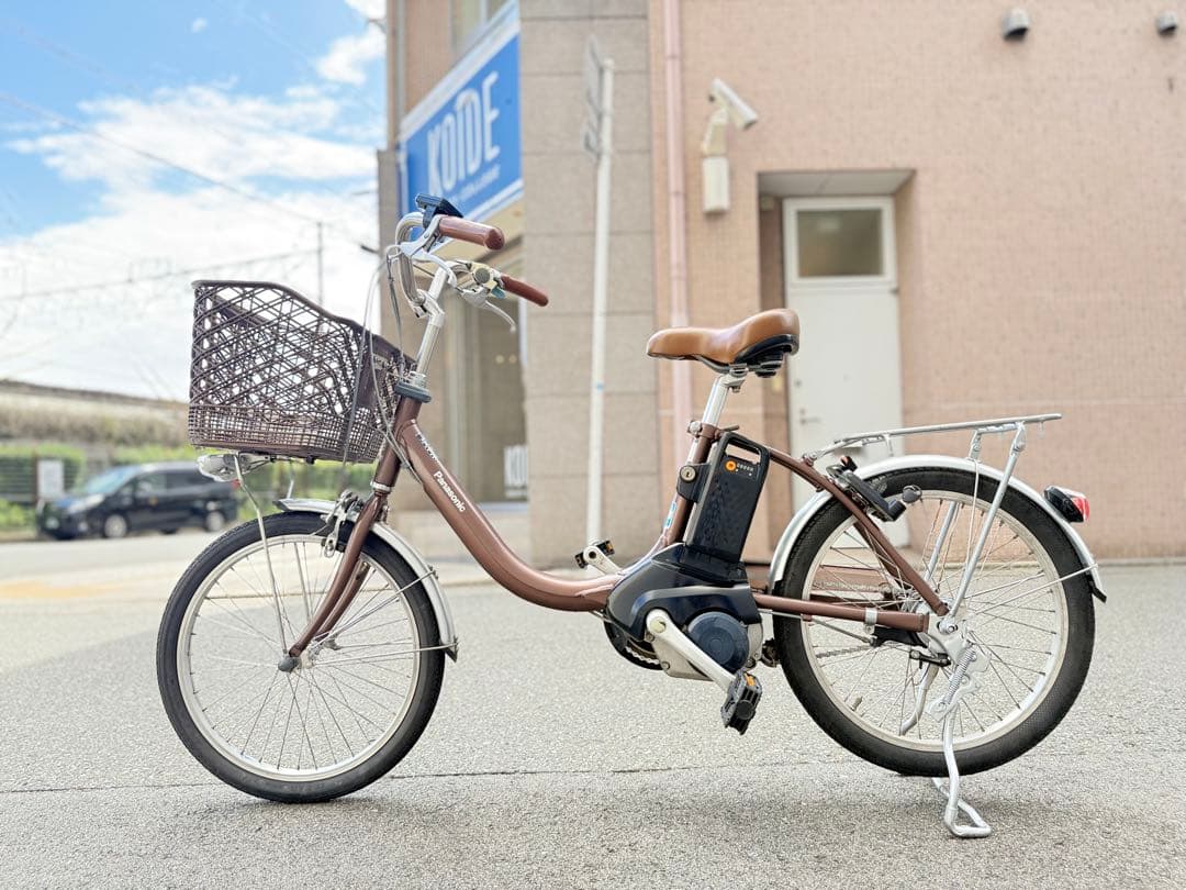 大阪府 パナソニック 電動アシスト自転車 ブラウン 前バスケット付き