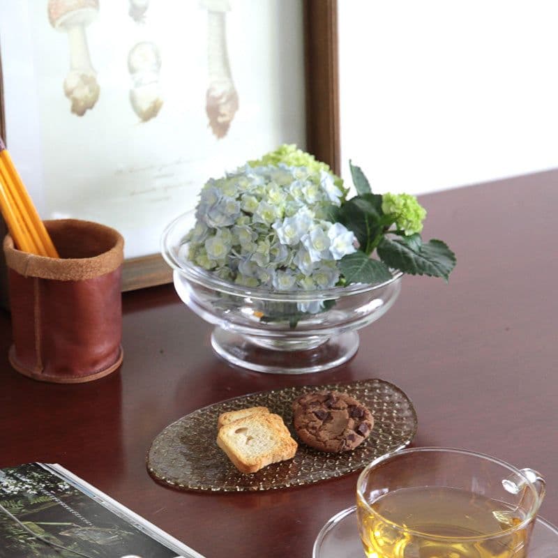 レトロ ガラスボウル □ 猫脚 足つき アンティーク ヴィンテージ 蚤の市