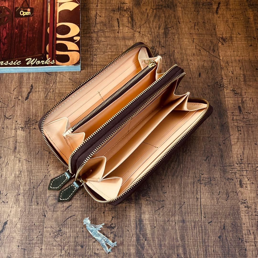 イタリアンレザー メンズ 財布 長財布 ダブルファスナー ダブルジップ