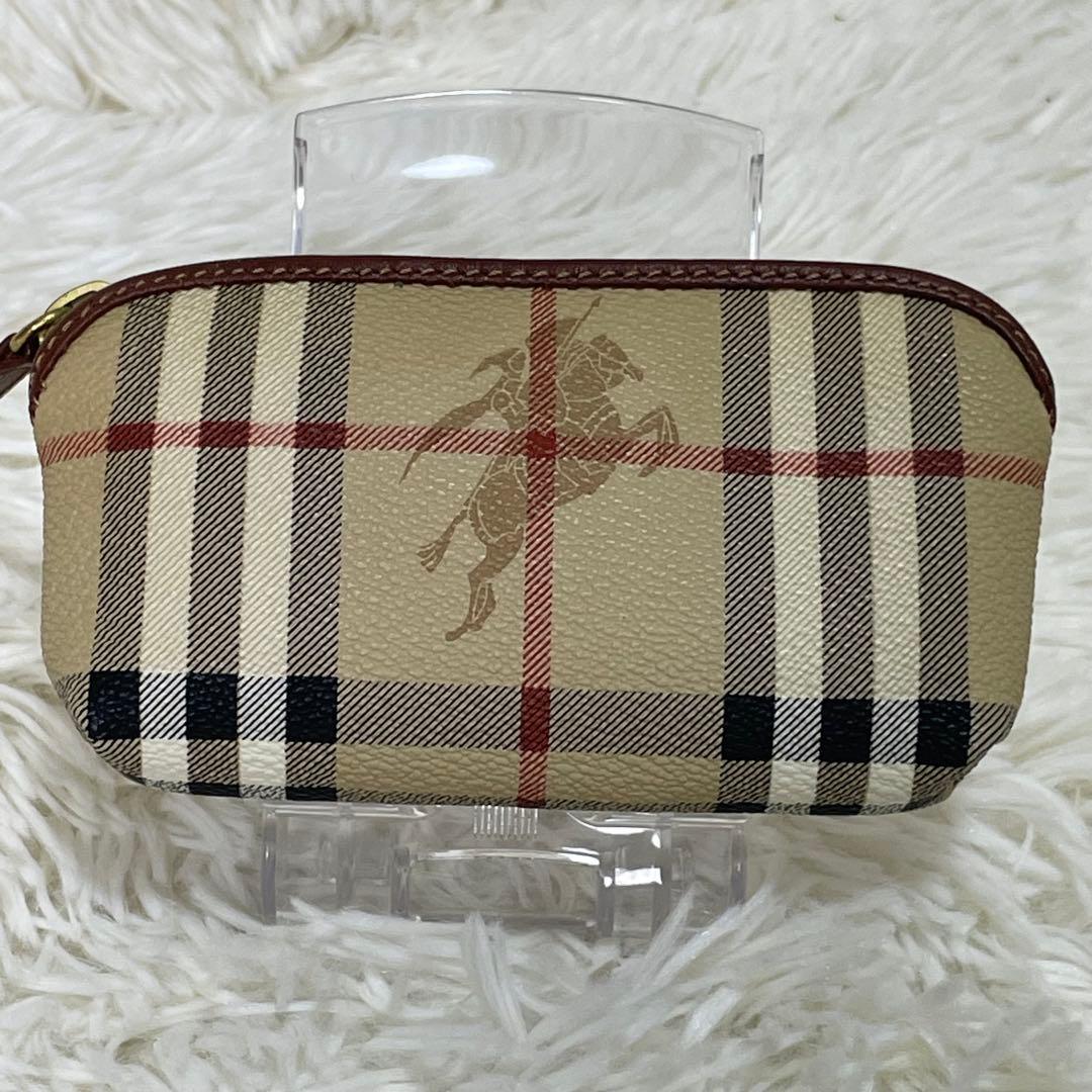 美品 BURBERRY バーバリー ミニポーチ ノバチェック プローサム 騎士
