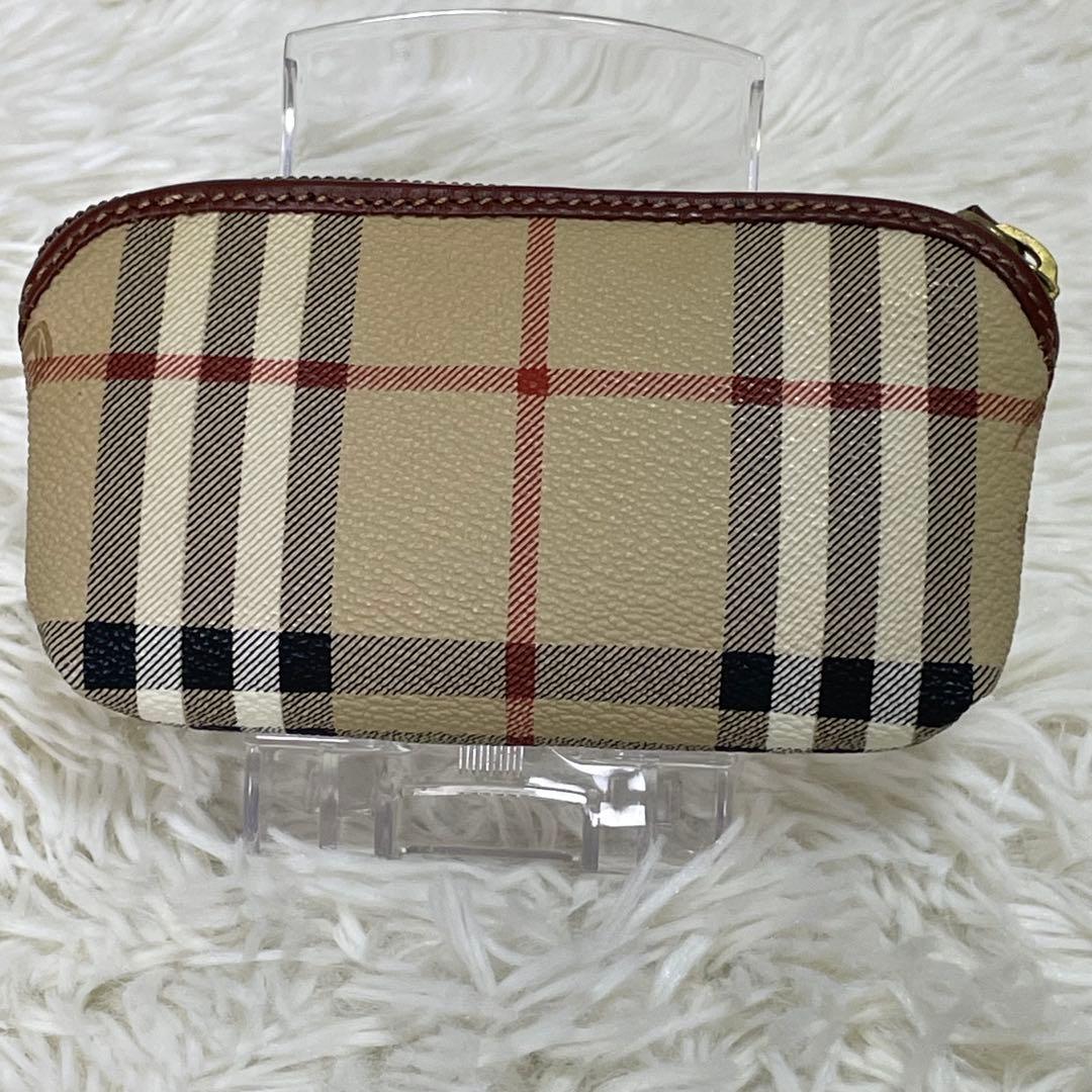 美品 BURBERRY バーバリー ミニポーチ ノバチェック プローサム 騎士
