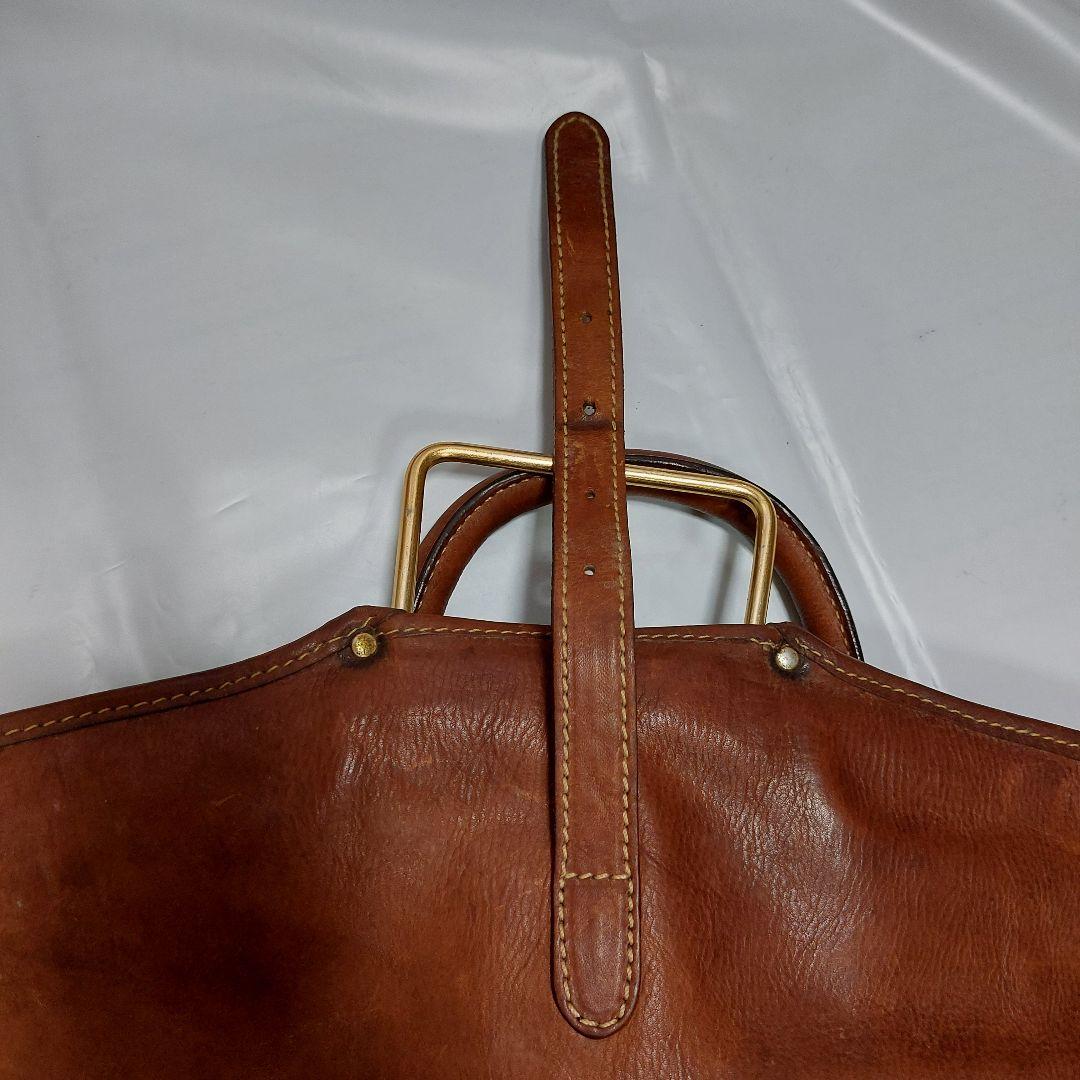 最高級バケッタレザー本革ガーメントバック 衣装ケース茶色ゴールド