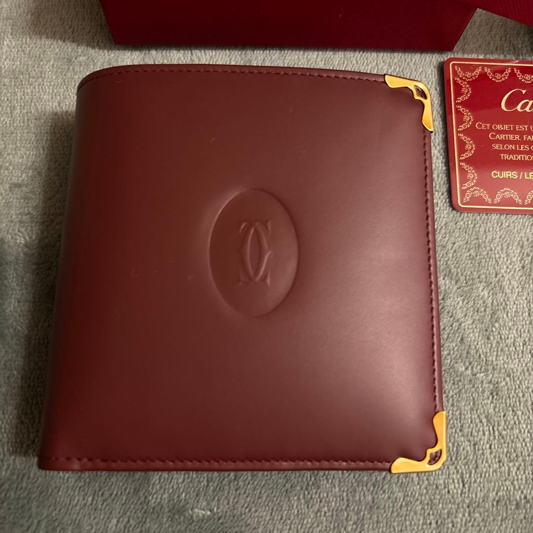 【超美品】Cartier バーガンディ 二つ折り財布