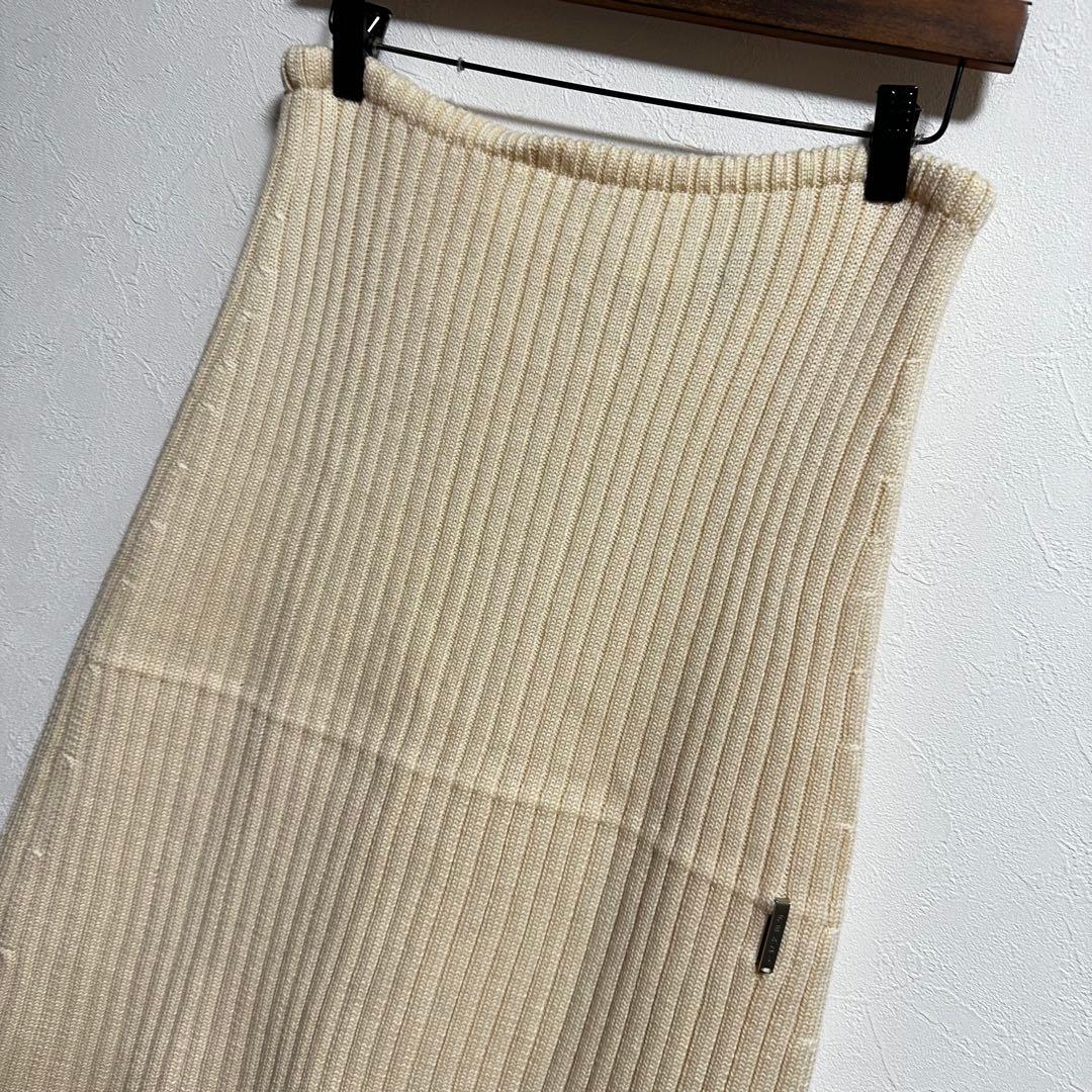 【FENDI フェンディ】リブニットスカート　ウエストゴム　ウール　イタリア製