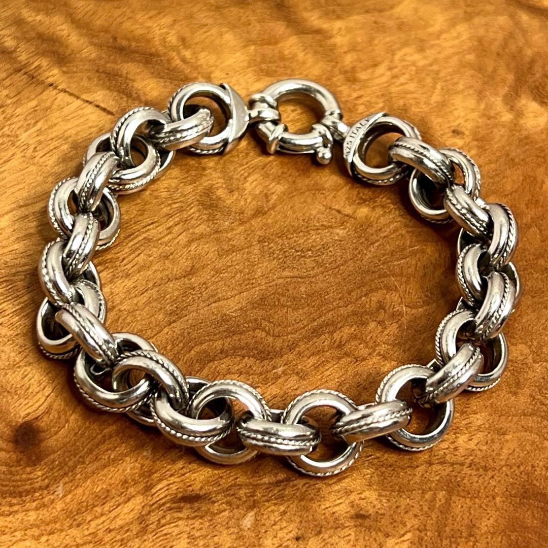 ブレスレット メンズ シルバー925 ヴィンテージ イタリア マグネット式
