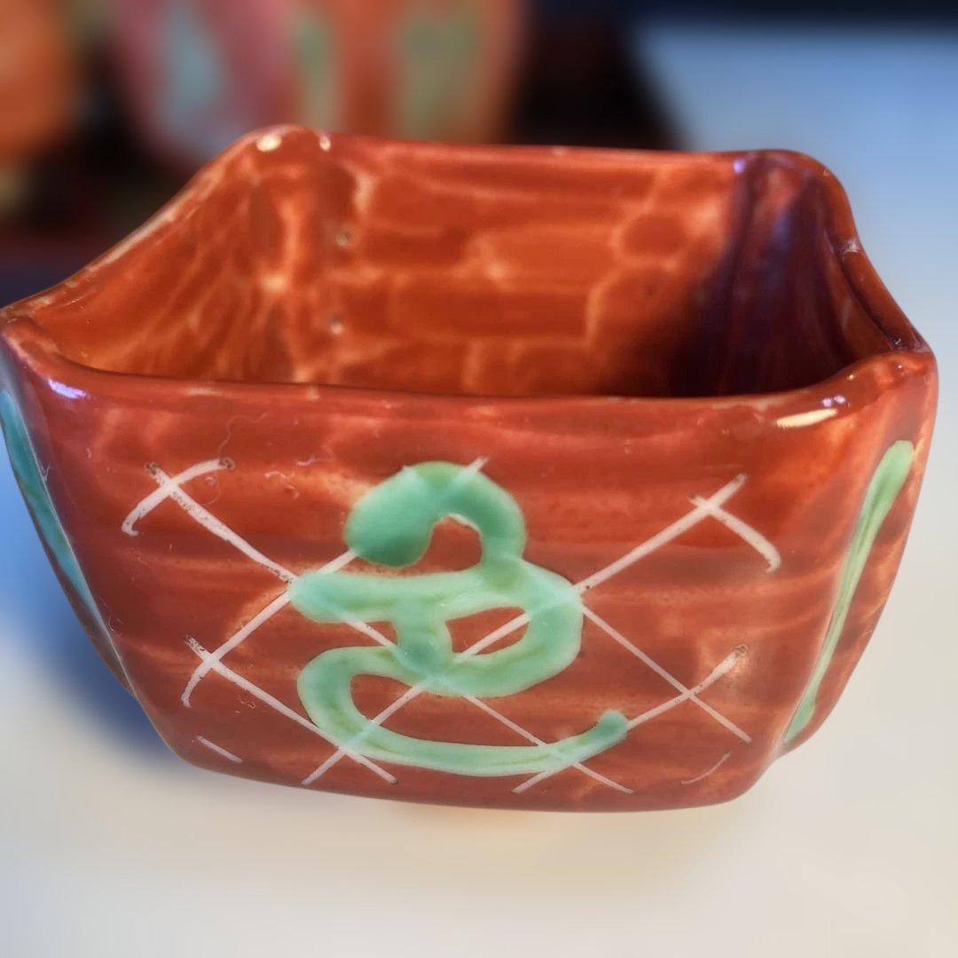 九谷焼 須田菁華 赤地緑彩 四角小鉢 5客揃い （76） - メルカリ