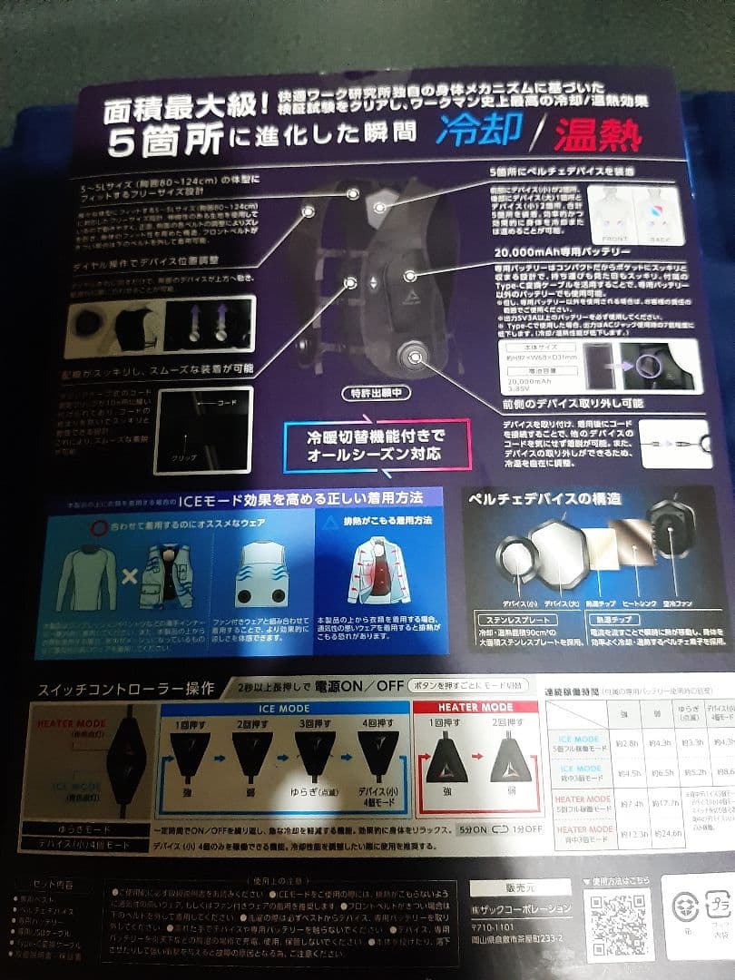 WindCore PRO 冷暖房機能付き　ワークマンペルチェベスト2025