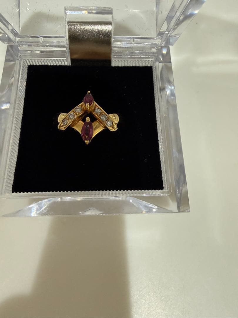 ダイヤ　ルビー？　18金指輪　12号くらい