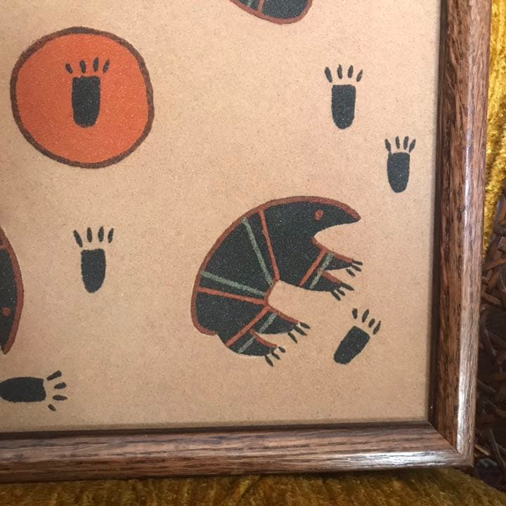 貴重ネイティブアメリカン 4方向熊ベアーサンドペイント砂絵ナバホ族