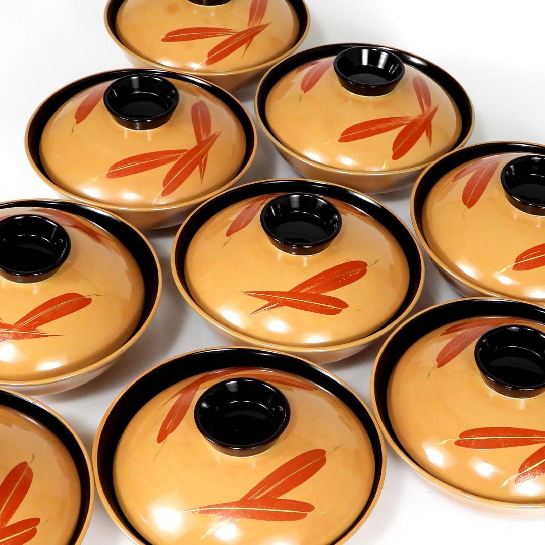 輪島塗 笹蒔絵 吸物椀 汁椀 御椀 10客 天然木 漆塗り 漆芸 漆器