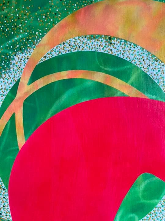 油絵 現代アート 赤&緑Ⅱ 作者あんどうまさひろ 油彩画