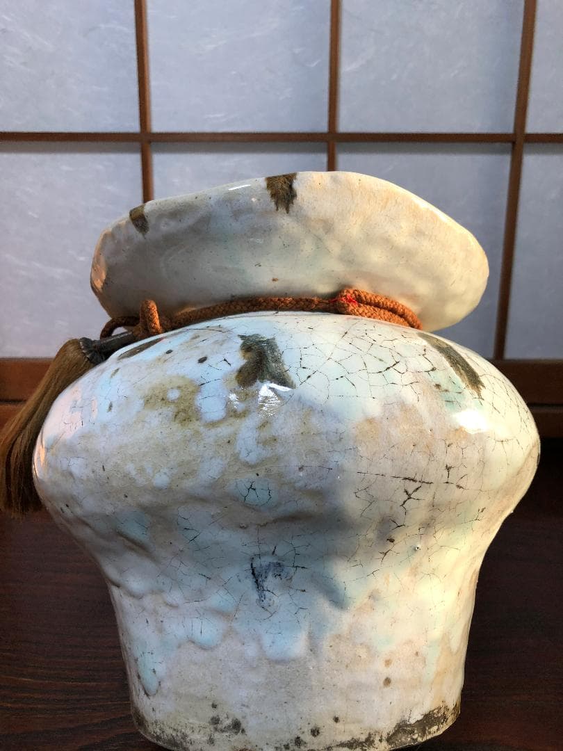 金海砂金袋型花瓶】 粉引白釉鉄砂彩 益子 合田好道・
