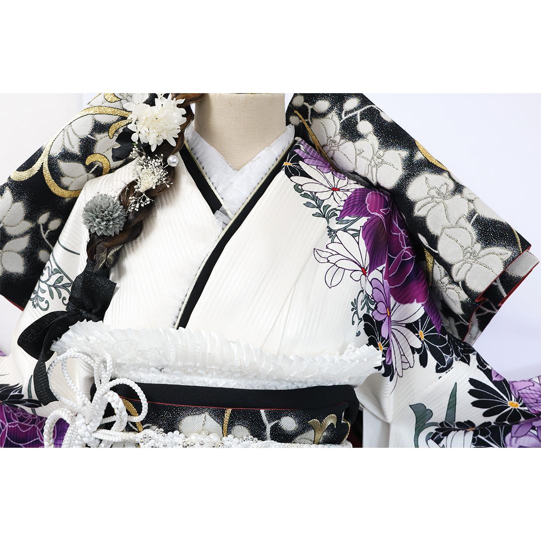 極美品！希少！◆ 振袖7点セット ◆丈162cm人気ホワイト系フルセットSv15