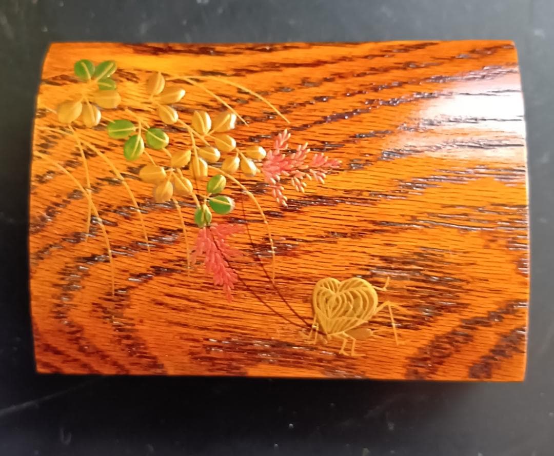 秋野蒔絵　角割香合　加賀蒔絵師　中村孝也作　茶道具 共箱