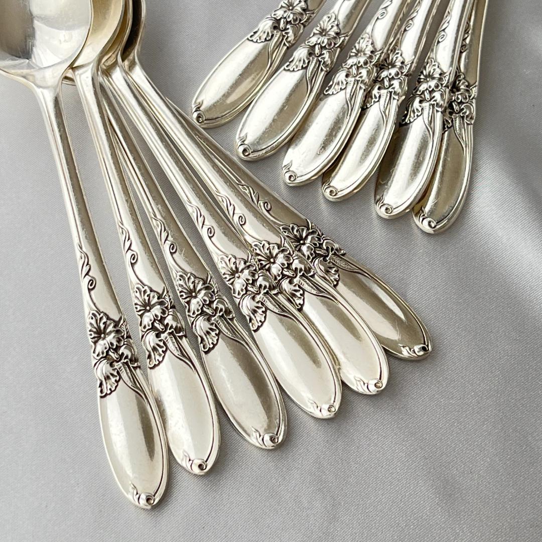 【White Orchid】コーヒースプーン 12本【シルバープレート】