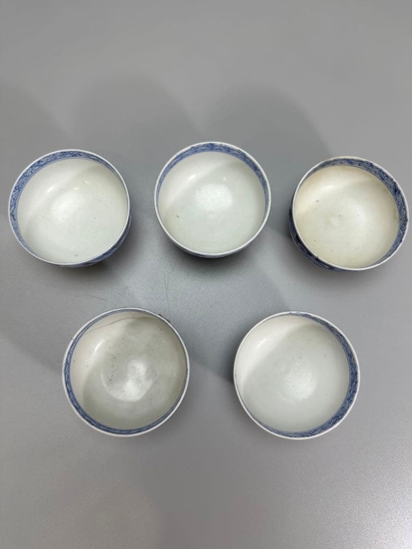 煎茶 時代 染付 茶器 五客 補修あり