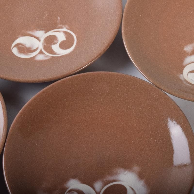 和食器 三浦竹軒作 一力皿 五客 共布共箱 C 7986