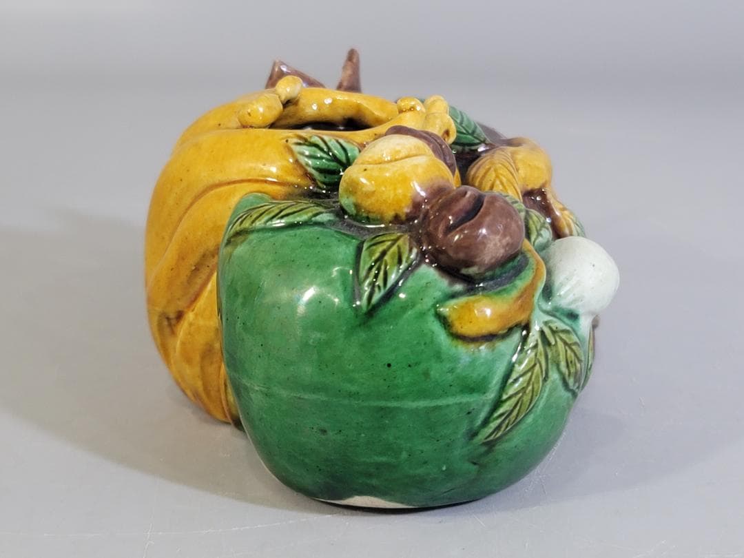 中国 三彩 柘榴 筆洗 文房具 古美術 DT250