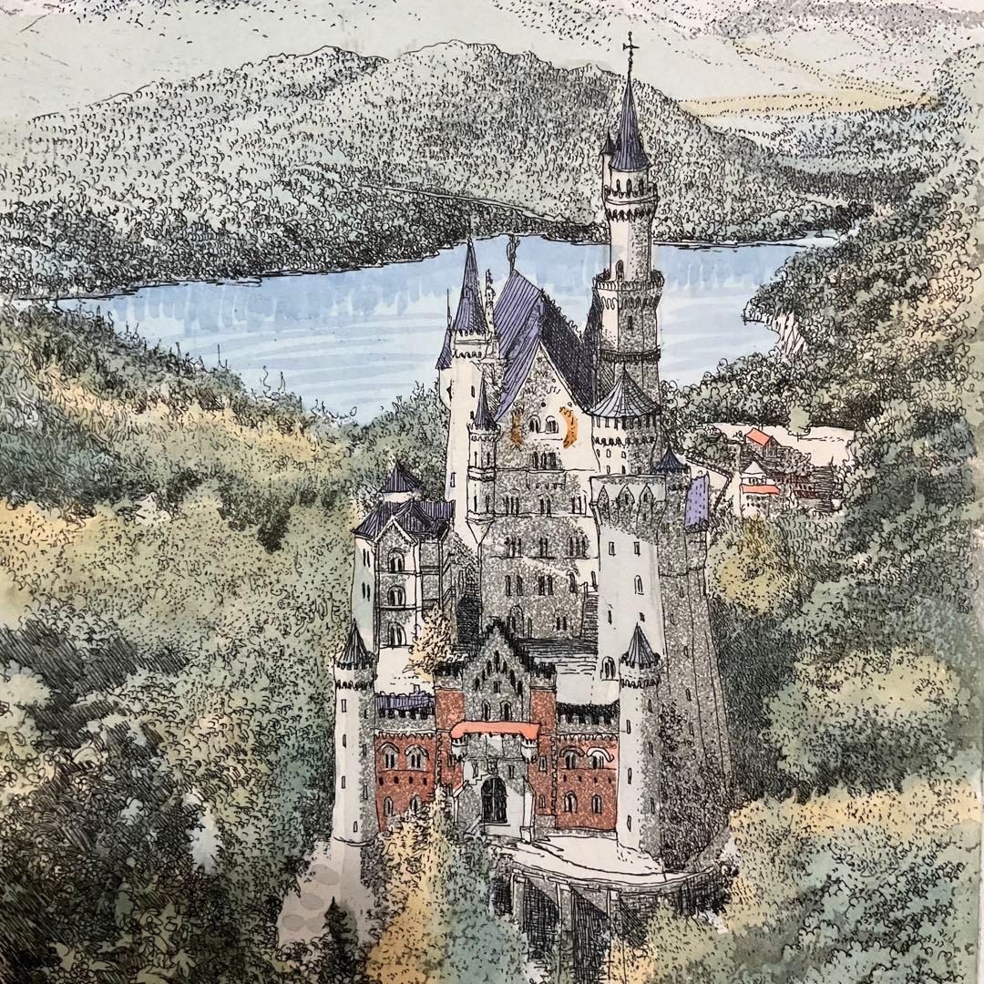 絵画・額縁・版画・織田 義郎・新品未使用・ノイシュバンシュタインⅫ