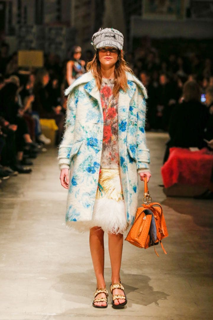 2017FW PRADA プラダ スカート フェザー シルク レザー ファー