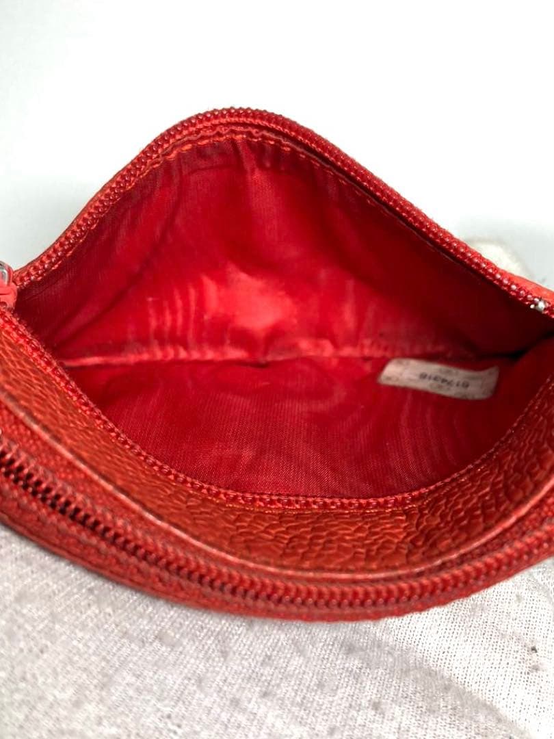 シャネル　キャビアスキン　ココマーク　ポーチ　ケース　カードケース　レッド