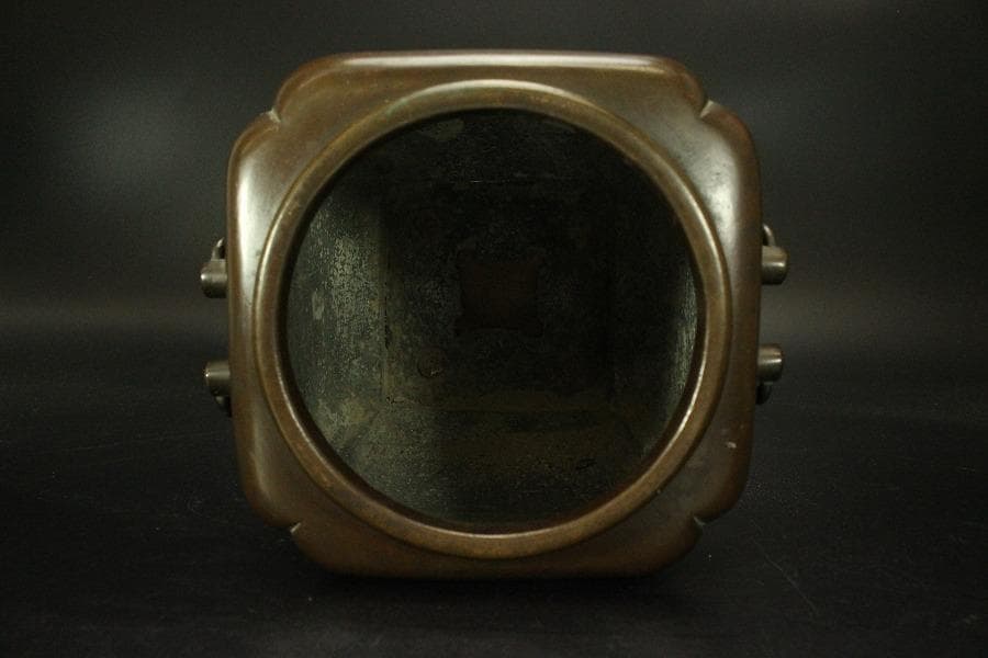 DT597 侘び寂び 古材 舟板 四方 火鉢 五徳付 古民具 古民具 – 青梵