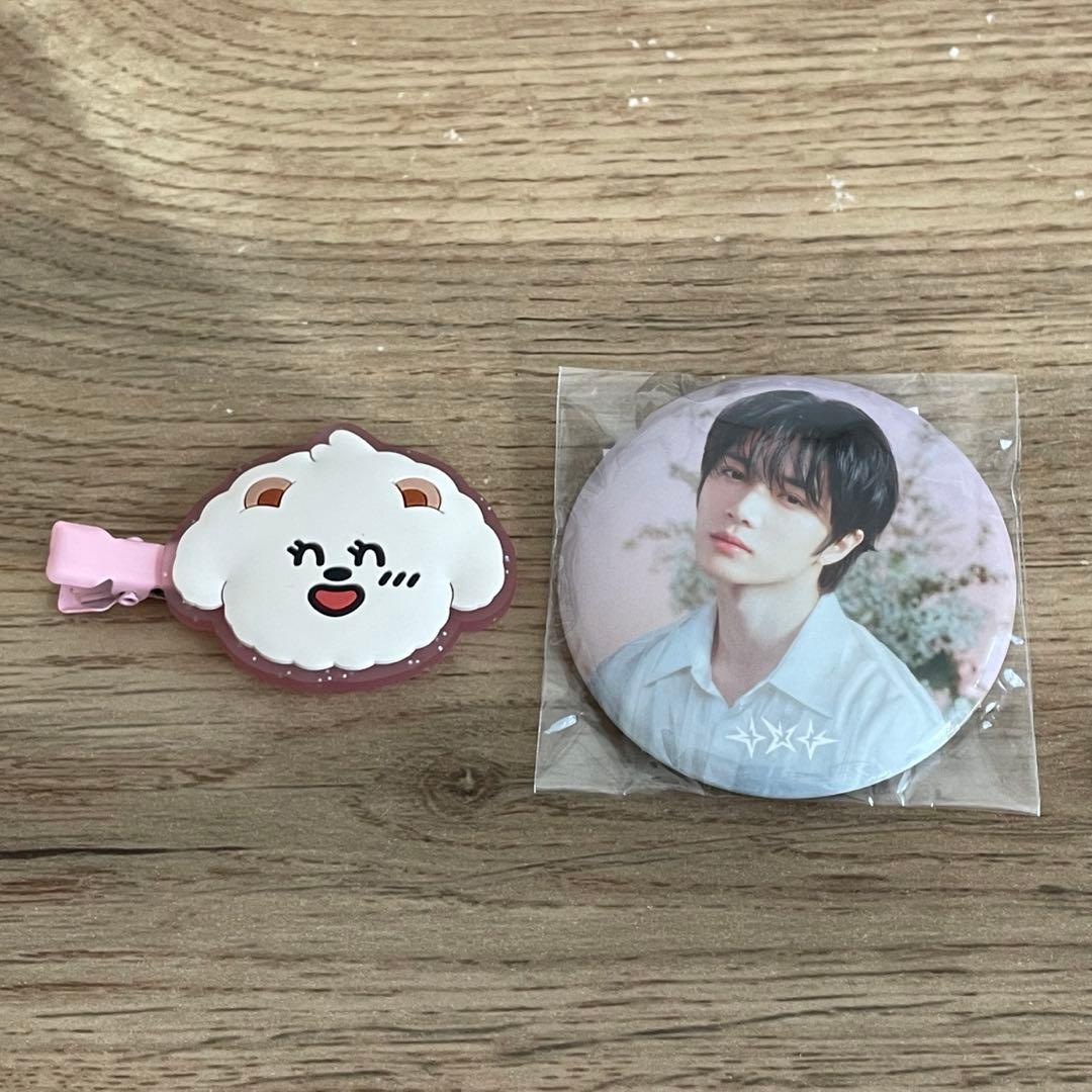 txt ガチャ バムグッ ヘアクリップ ボムギュ缶バッジセット - メルカリ