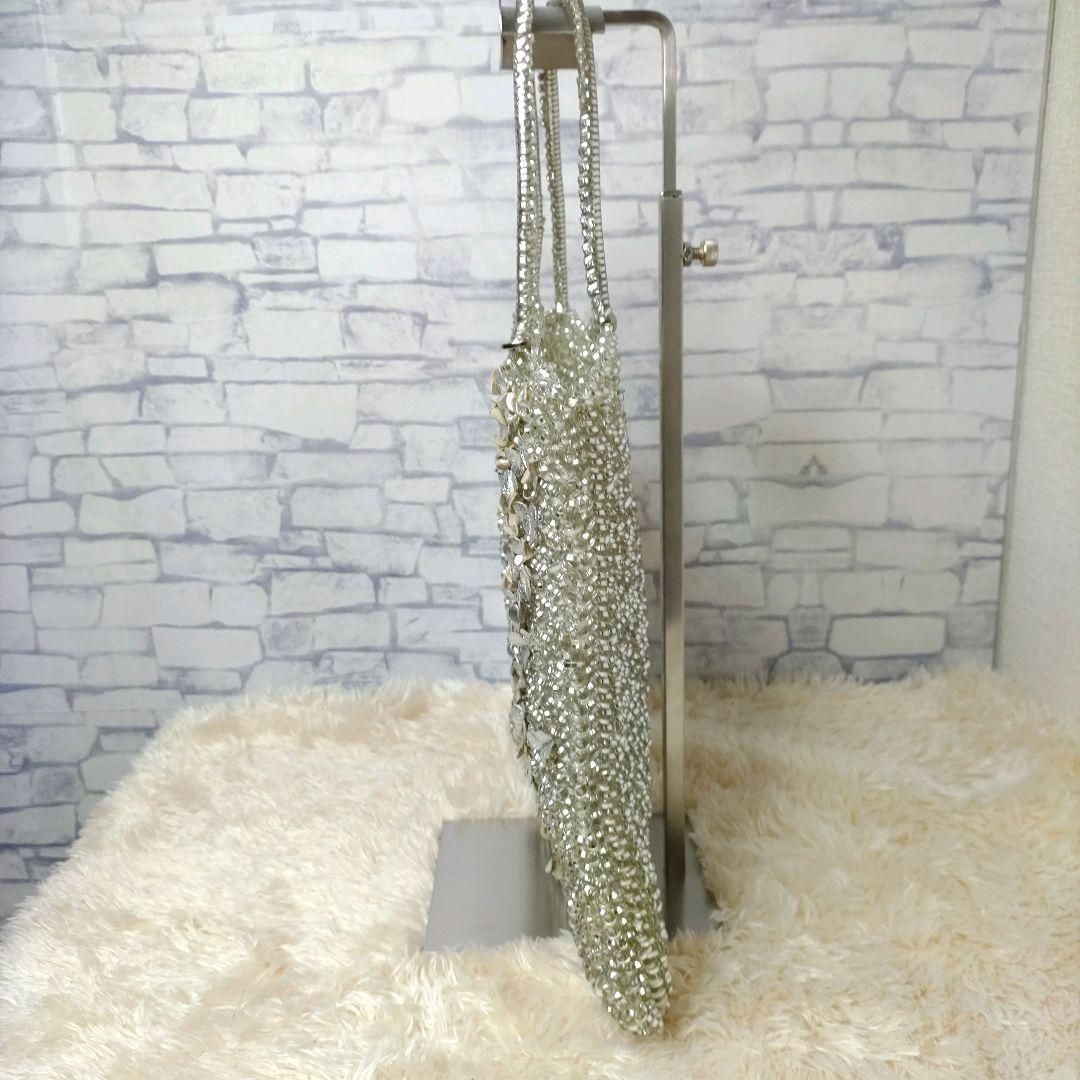 アンテプリマ ワイヤーバッグ シルバー レザー 花 ハンドバッグ