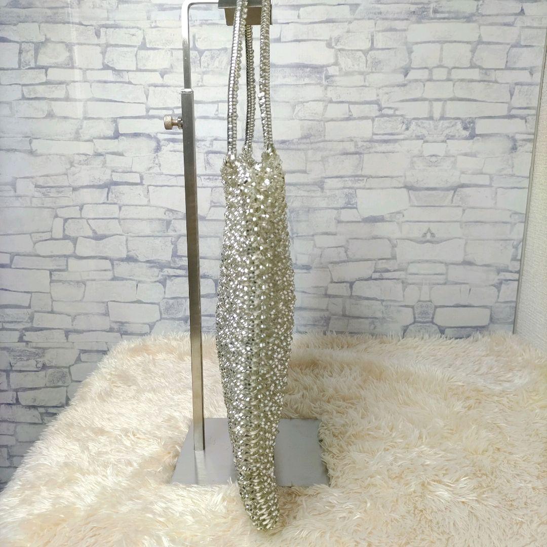 アンテプリマ ワイヤーバッグ シルバー レザー 花 ハンドバッグ
