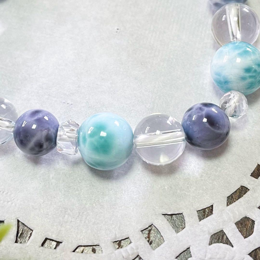 【こいけちゃん】ラリマー・パープルラリマー・水晶の天然石ブレスレット