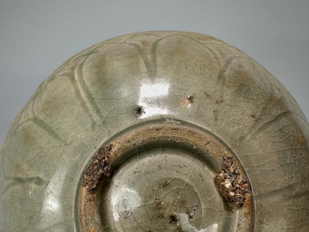 中国美術 元～明時代 青磁 蓮花文茶碗 鉢 時代物 唐物 14～15世紀