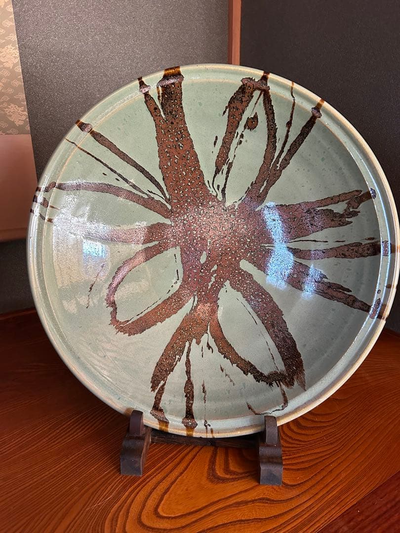 一点モノ‼️】最高級 青柿流皿 大皿 飾り皿 直径約52cm インテリア 和室