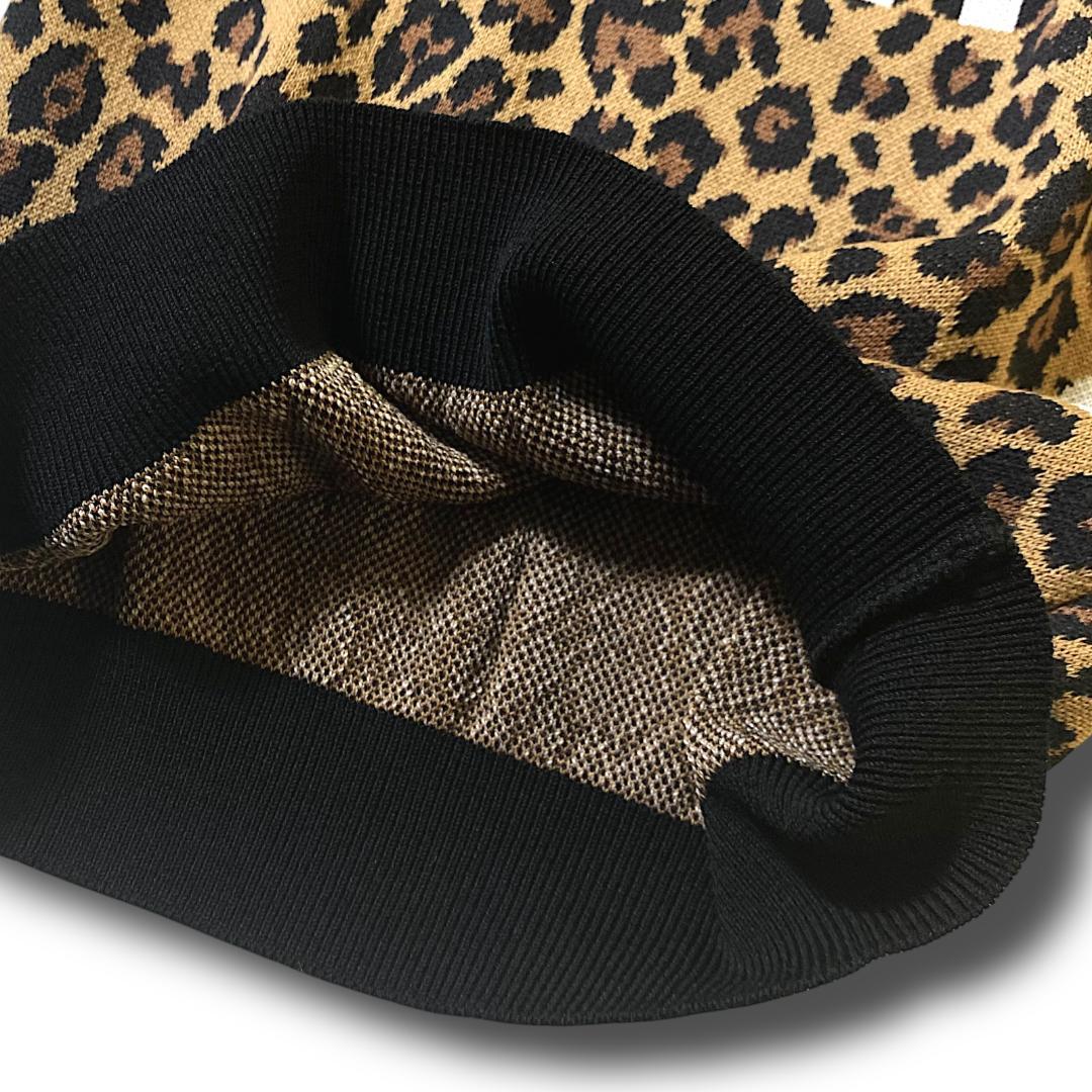 1 新品 パーリーゲイツ ビッグロゴ レオパード ウール混 ニット 日本製051