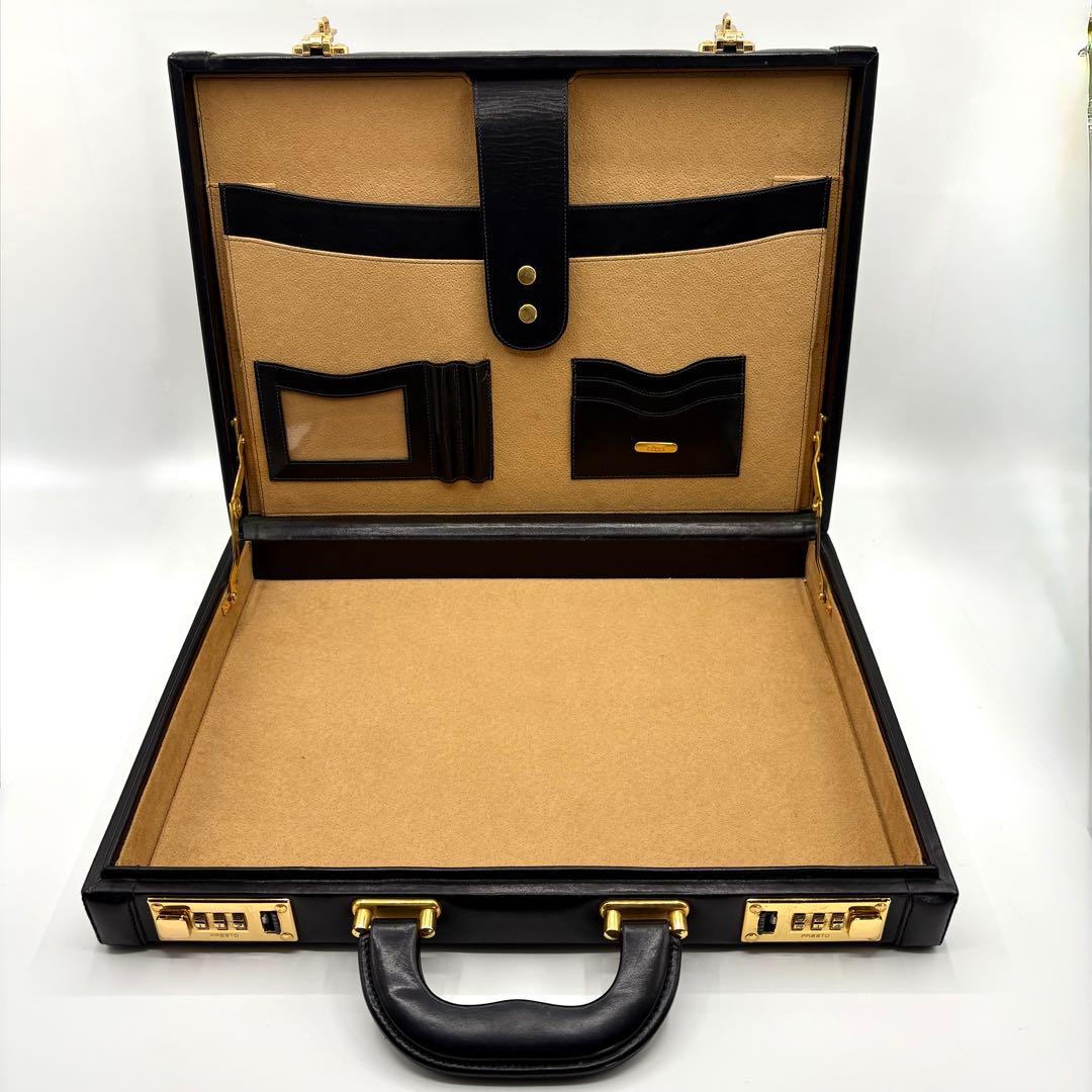 高級 オールレザー グッチ PRESTO ダイヤルロック アタッシュケース 黒