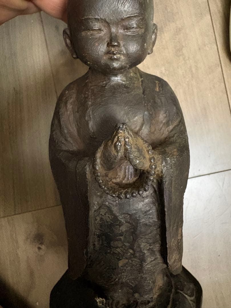 友沢正彦 祈り 21cm 仏像 地蔵菩薩 合掌地蔵 ブロンズ像 彫刻