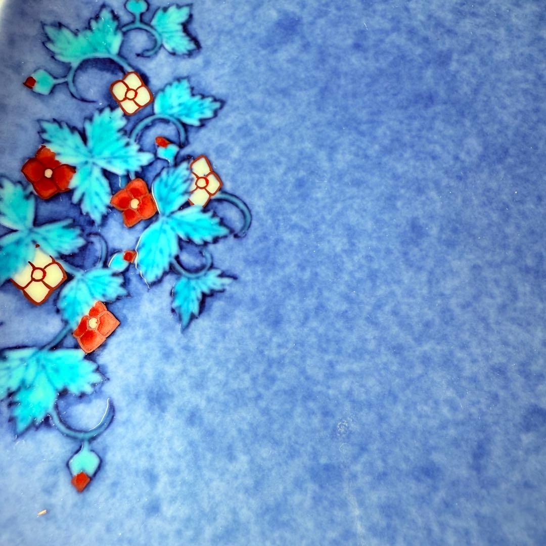 国重要無形文化財　十三代今泉今右衛門　錦　吹墨花草文様八角皿　銘々皿　共箱