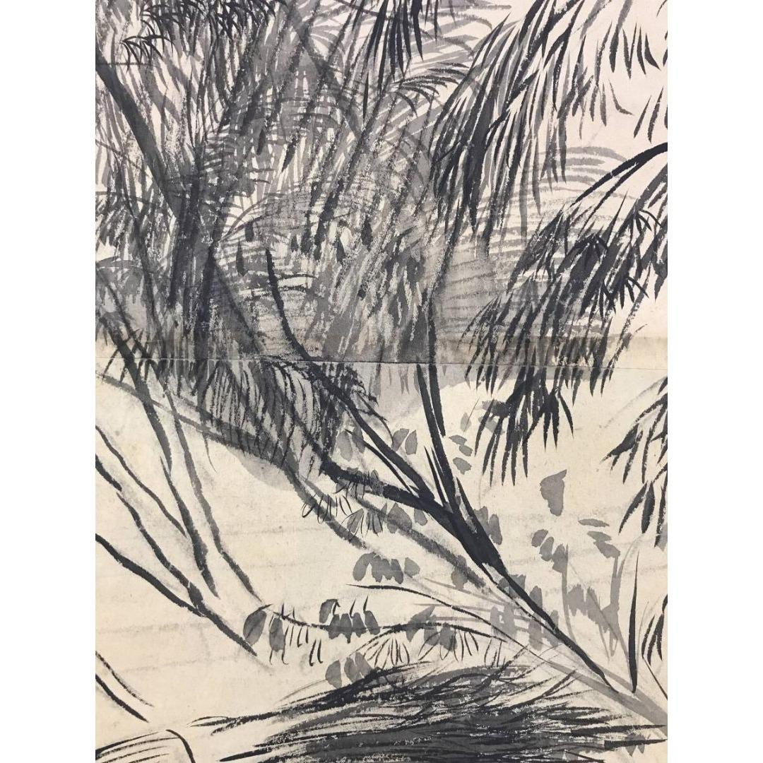 真作/落合朗風/洛北風景/山水図/大原女図/掛軸☆宝船