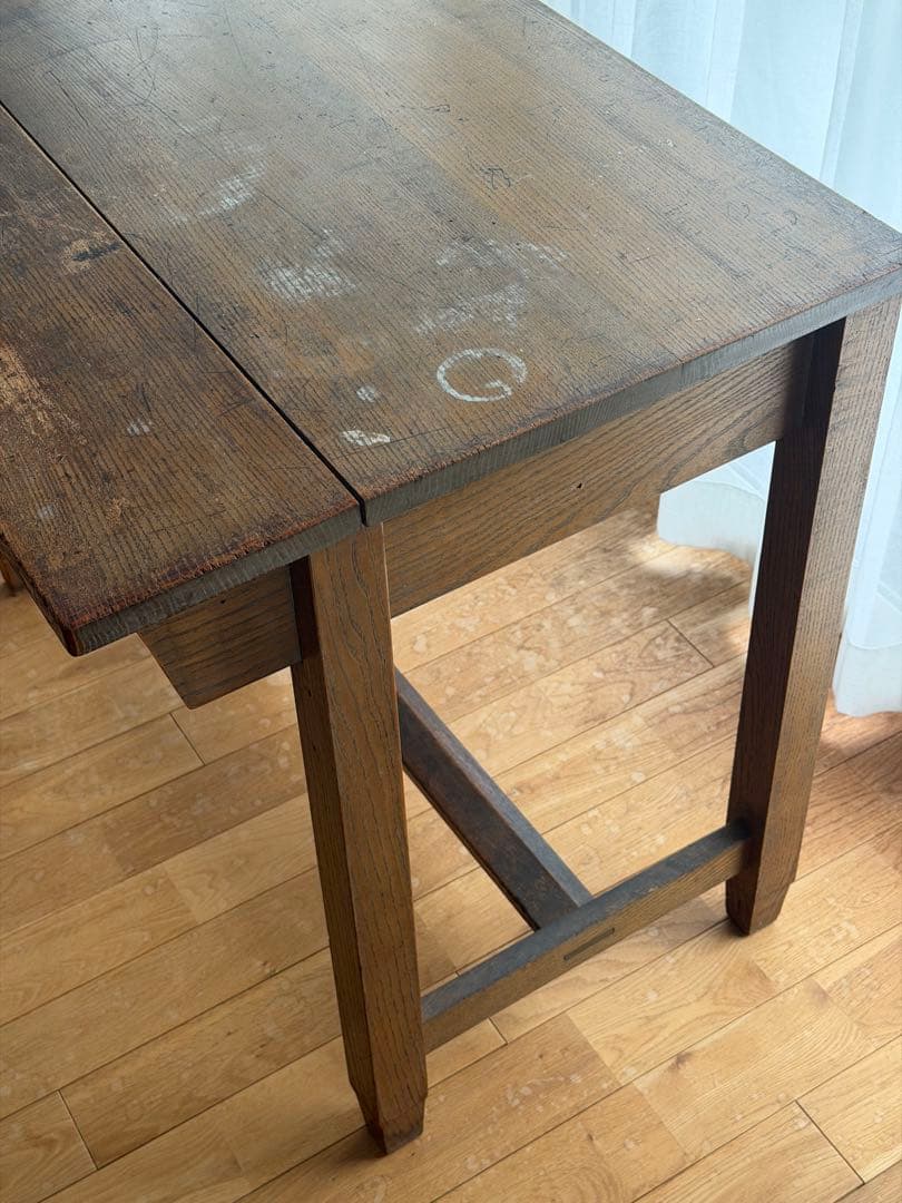 n*t様 アンティークテーブル 棚付き 木製 ブラウン 作業台