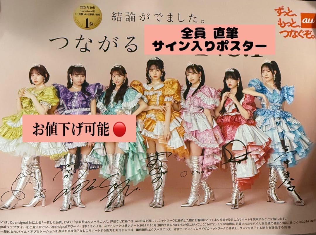 FRUITS ZIPPER 直筆全員サイン入りポスター × au FRUITS ZIPPER 直筆全員サイン入りポスター × au