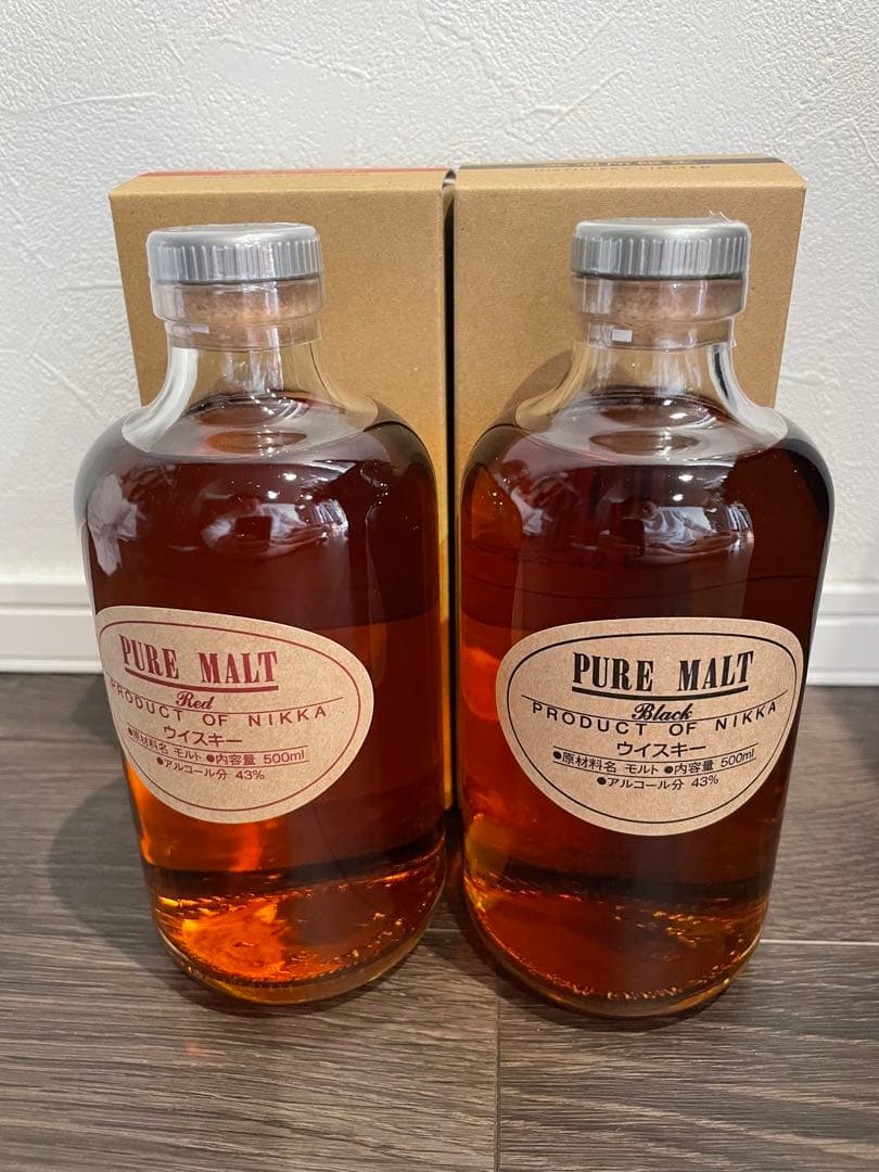 ニッカウイスキー ピュアモルト ブラック、レッド2本セット ニッカ