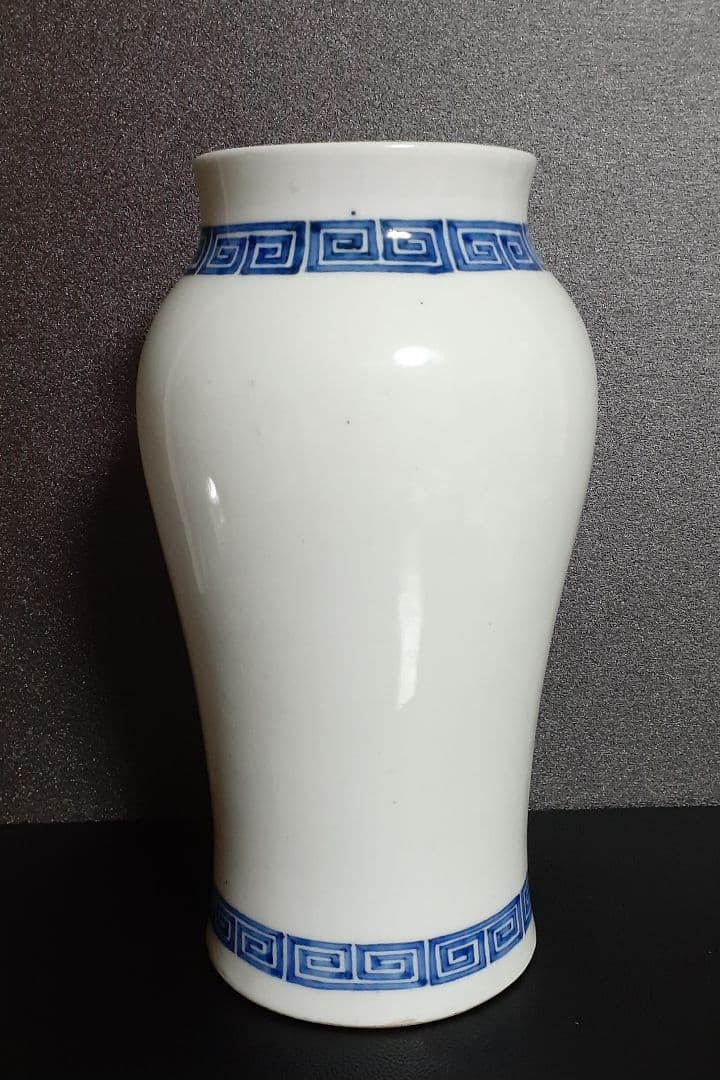 名品】江戸時代後期～明治時代初期 古伊万里 南蛮船の図 雷文様 花