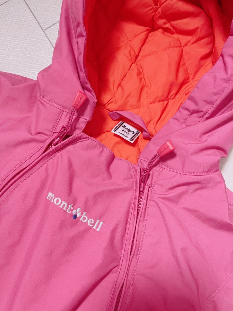 匿名配送 80 mont-bell ジャンプスーツ ピンク パウダーカバーオール