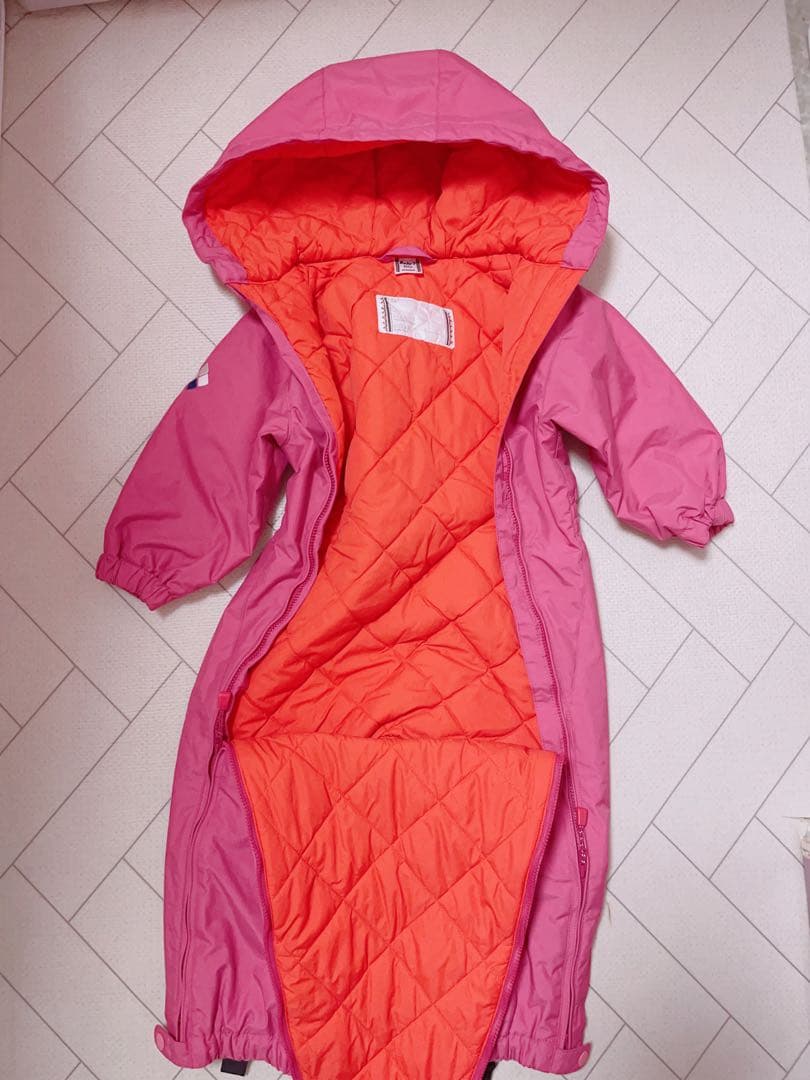 匿名配送 80 mont-bell ジャンプスーツ ピンク パウダーカバーオール