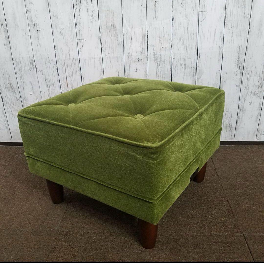 美品 カリモク60 モケットグリーン オットマンX36206 QD