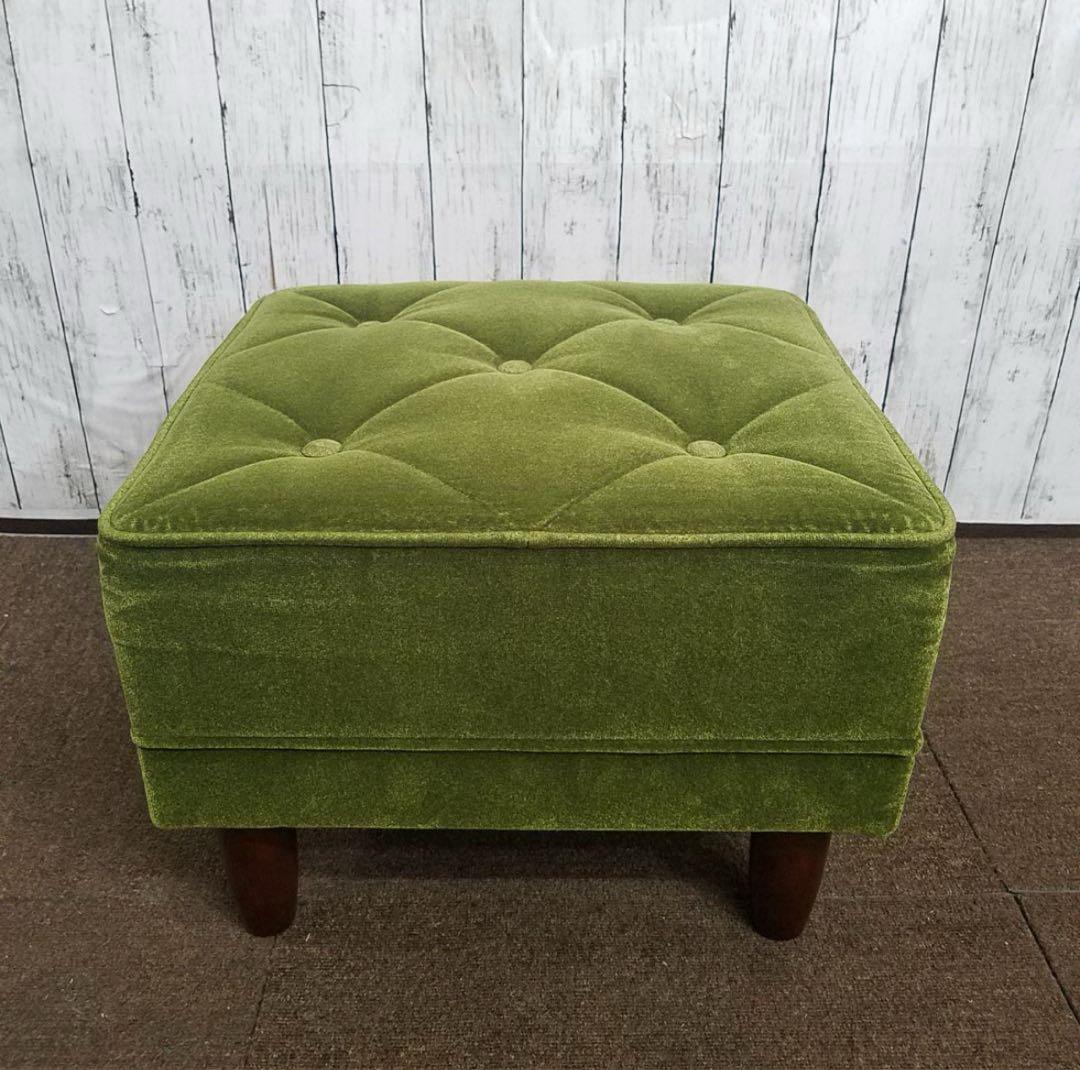 美品 カリモク60 モケットグリーン オットマンX36206 QD